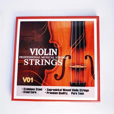 TEMU 4pcs Set Of Violin Accessories, Stainless Steel Strings With High-quality Imported V01 Silvery-plated , 1 To 4 Strings Each