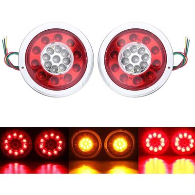 Aougo - 2er-Pack runde Rückleuchten mit 19 LEDs, bernsteinfarben, rot, für LKW-Anhänger, Image