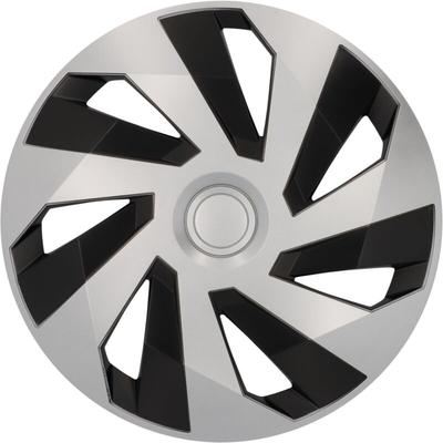 Cartrend - Radzierblenden Flow 35 cm (14 Zoll) silber schwarz 4 Stück Radkappe