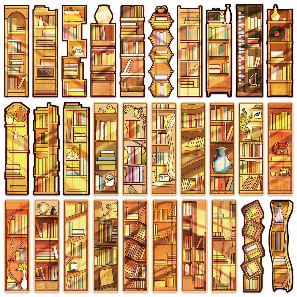 30PCS Cartoon Kreative Lesezeichen Gold Bücherregal Designs Lesezeichen Buch Liebhaber Seite Marker DIY Ästhetische Lesezeichen Kreative Geschenke