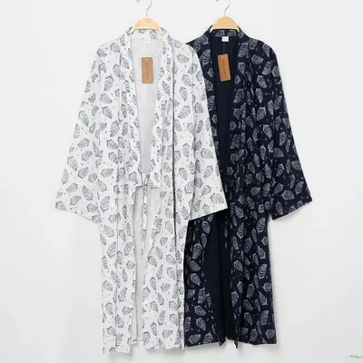 Sommer Neue Männlichen Japanischen Stil bademantel pyjamas Männer 100% baumwolle Nachtwäsche Lose Image
