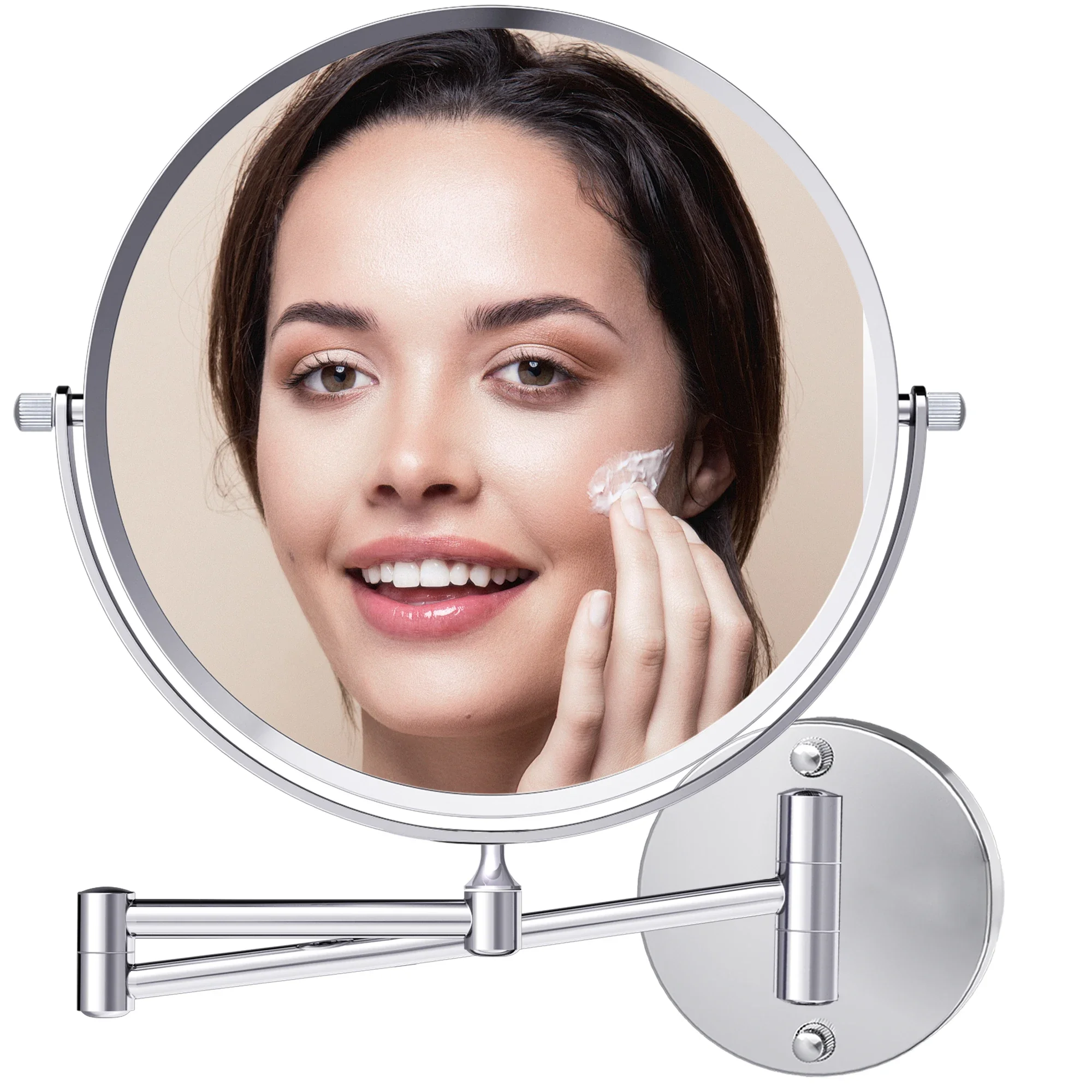 Tushengtu 360 drehbarer 8-Zoll-Schminkspiegel zur Wandmontage, 10-fache Vergrößerung, doppelseitiger Waschtisch-Badezimmerspiegel zum Rasieren