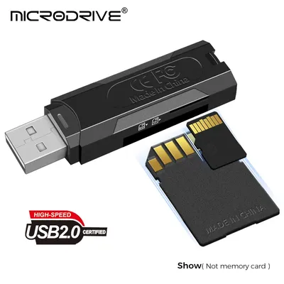 Multifunktionaler 2-in-1-Hochgeschwindigkeits-USB 3.0/2.0-Kartenleser unterstützt TF+SD-Computer, Tablet-Kamera, Laptop, im Auto montiert Image
