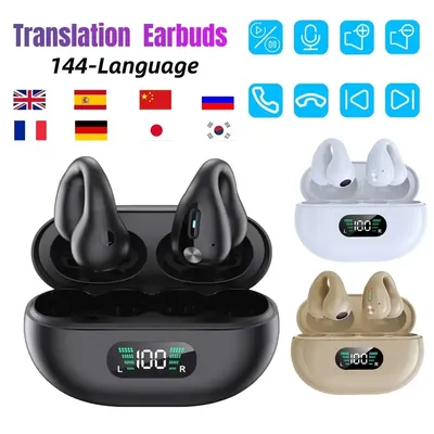 Intelligente AI-Übersetzer-Ohrhörer, 144 Sprachen, Geräuschunterdrückung, kabelloses BT-Headset, Image