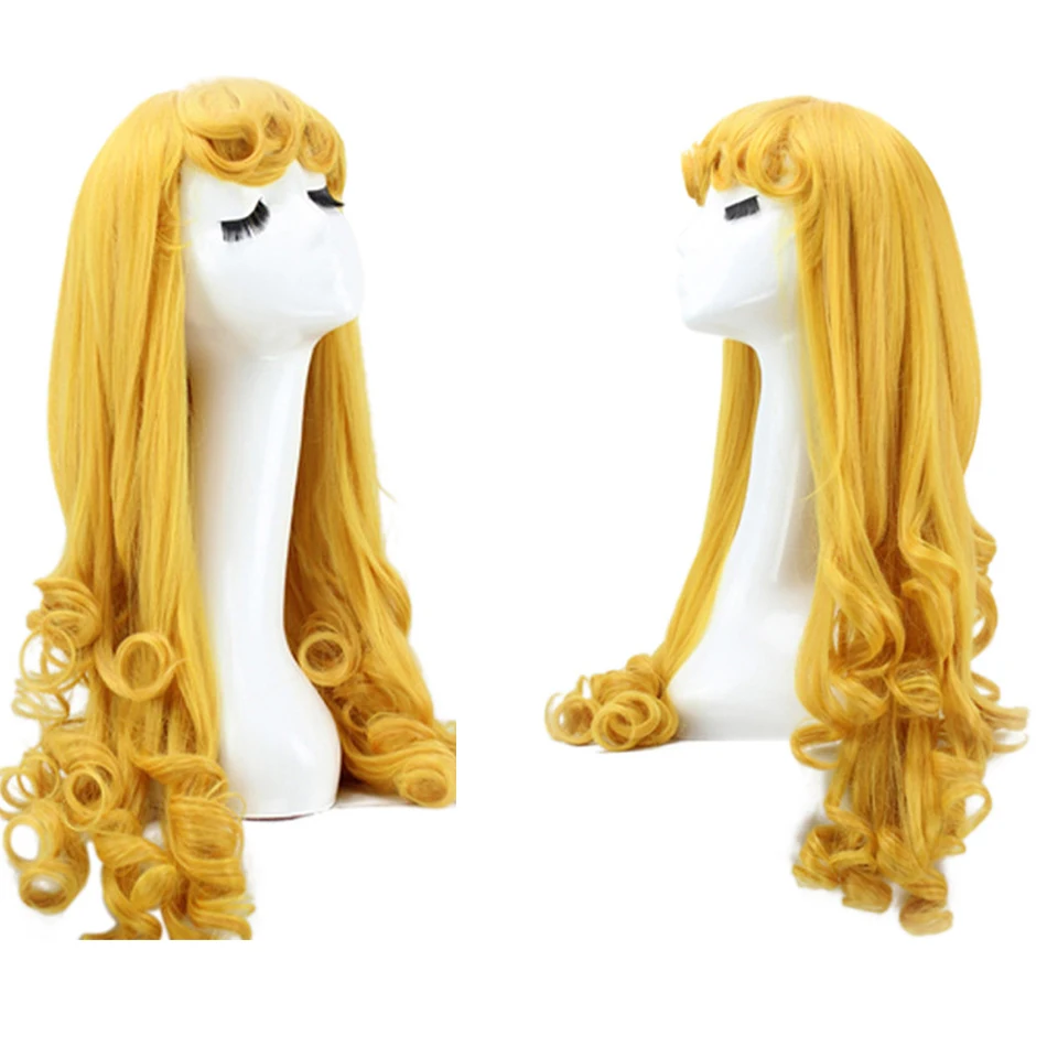 Prinzessin Aurora Perücke Frauen Langes Gelbes Haar Dornröschen Cosplay Kostüm Anime Briar Rose Halloween Party Perücken Image