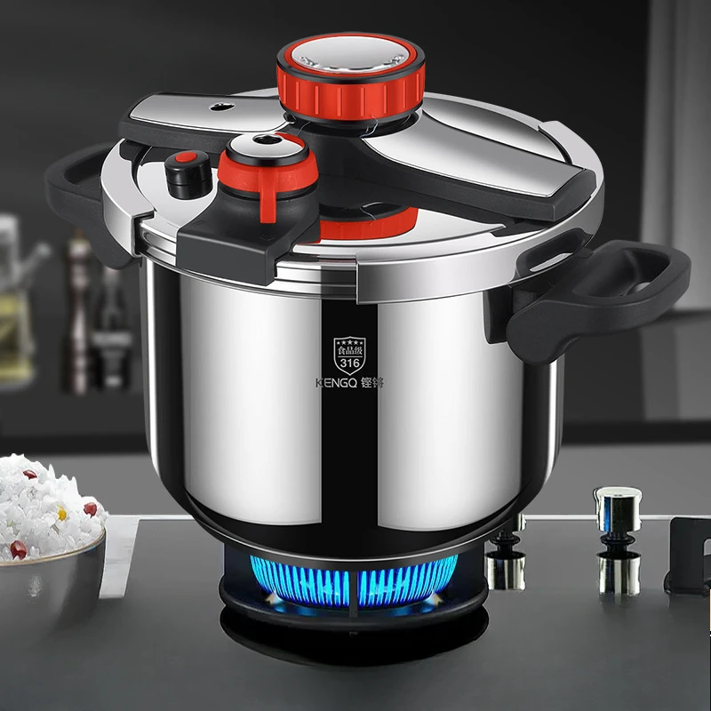 Schnellkochtopf aus Edelstahl 316, verdickte Küche, gerade, zylindrische Bratpfanne, explosionsgeschützter Schnellkochtopf für den Haushalt Image