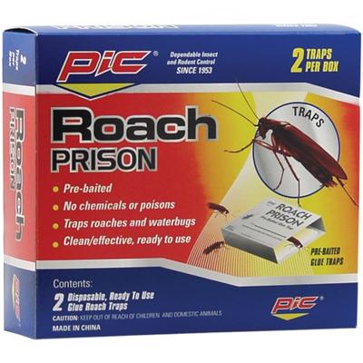 Pic Roach Prison Covered Insect Glue Traps, Pack Of 2 Traps