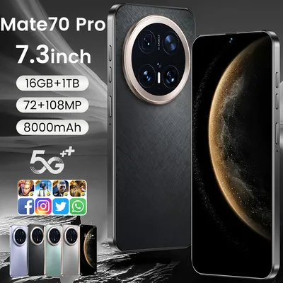 2025 New Original Mate70 Pro Smartphone Global Version 16GB 1TB 7.3 Inch HD Android 14 8000mAh 5G