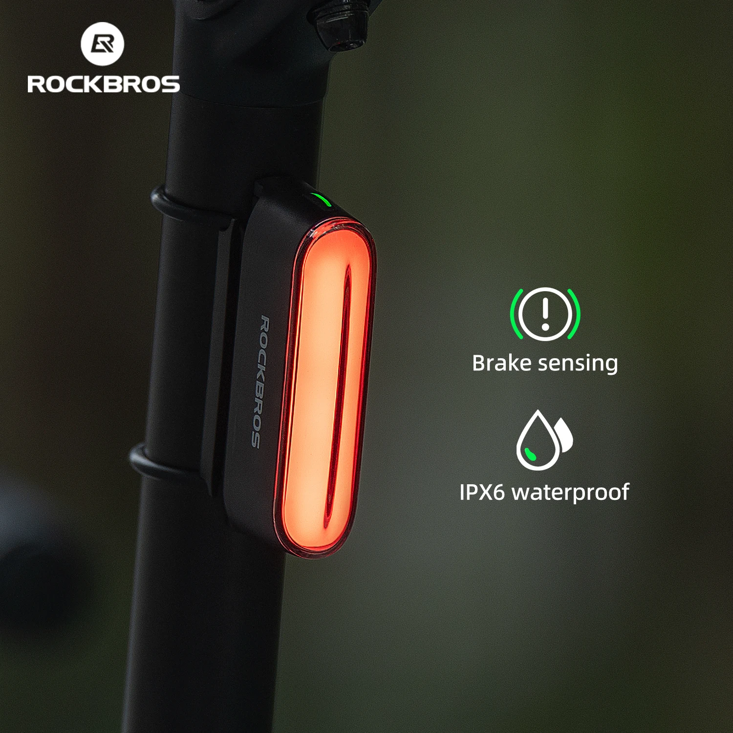 ROCKBROS Bicycle Rear Light Magnetic Bike Tail Light IPX6 Waterproof 7Lighting Mode Smart Brake Sensor Rear Light Bike Accessory