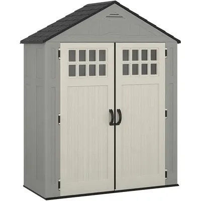 BMS6312D Everett 6' x 3' Heavy-Duty Resin Outdoor Pad-Lockable Double Doors and Windows All-Weather