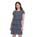 Sommerkleid BETTY BARCLAY "Betty Barclay Stufenkleid mit Rundhalsauschnitt", Damen, Gr. 36, Normalgrößen, blau (dunkelblau, weiß), Obermaterial: 100% Polyamid. Futter: 100% Polyester., feminin, gerade kurz, Rundhals, Halbarm, Kleider, Druck
