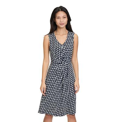 Shirtkleid BETTY BARCLAY "Betty Barclay Shirtkleid ohne Arm", Damen, Gr. 44, Normalgrößen, blau (dunkelblau, weiß), Jersey, Obermaterial: 95% Polyester, 5% Elasthan., feminin, Basic schmal kurz, V-Ausschnitt, ohne Ärmel, Kleider, Form Image