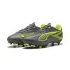 Fußballschuh PUMA "ULTRA 5 PLAY FG/AG Fußballschuhe Erwachsene", Gr. 42, matte aged silber gelb alert blau gray, Obermaterial: Synthetik, Textil; Futter: Textil; Innensohle: Textil; Laufsohle: Synthetik, Schuhe