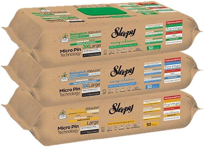 Sleepy Easy Clean Bio Mix-Set Boden- und Oberflächenreinigungstücher 1xGrün/1xBlau/1xGelb Image