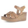 Keilsandalette GABOR, Damen, Gr. 39, braun (hellbraun), Ziegenveloursleder, unifarben, modisch, Schuhe, Plateau, Sommerschuh, Riemchensandale mit Best Fitting Ausstattung