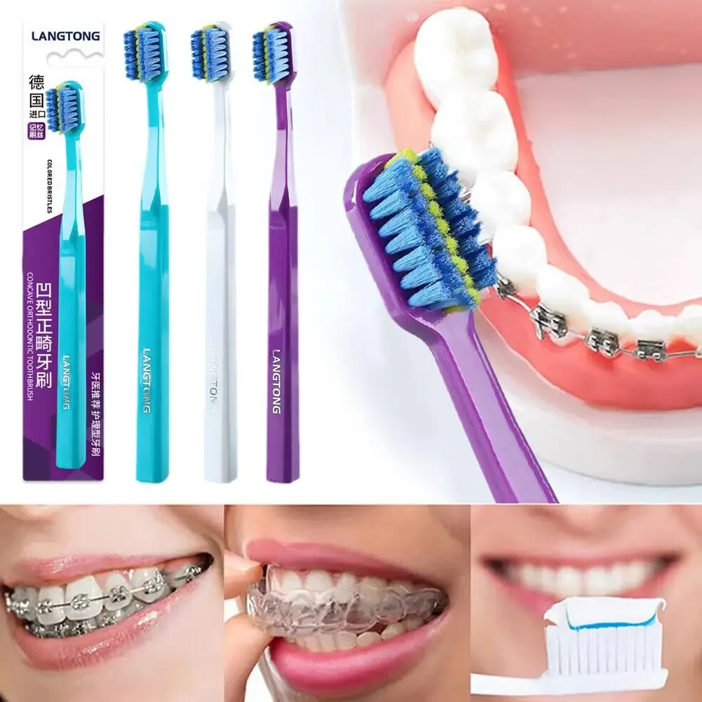 1PC Sauber Kieferorthopädische Zahnspangen Erwachsene Kieferorthopädische Zahnbürsten Dental Zahnbürste Weichen Borsten Zahnbürste Für Oral Health Care A7Q0 Image