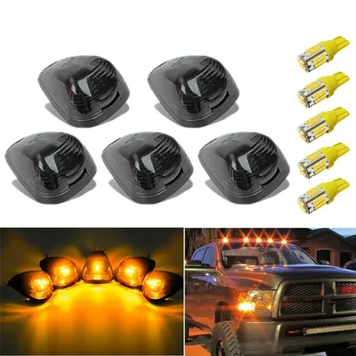 5Pcs For For Ford F-150 F-250 F-350 1999-2016 Car Light Cab Roof Spotlight Top Marker Running Car LED Amber Signal Light 12V
