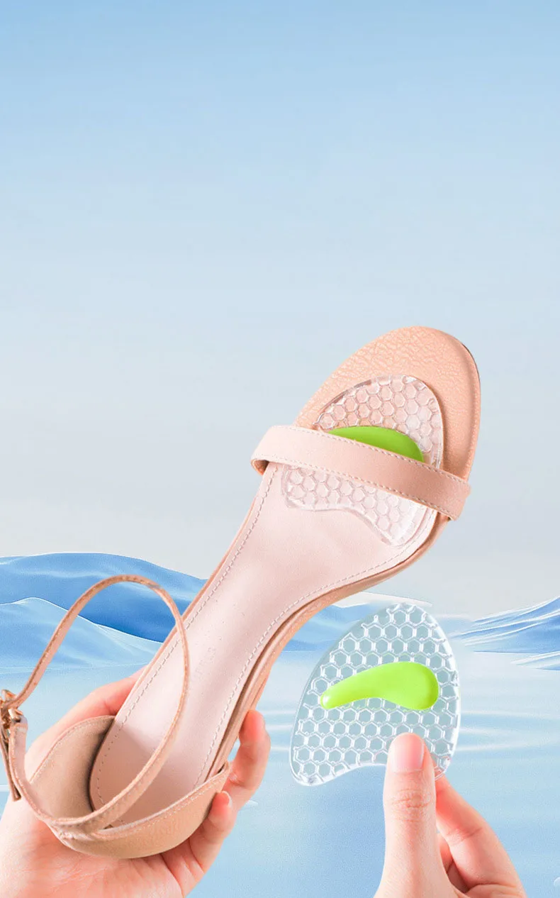 1 Paar Einlegesohle Vorfußkissen Silikon Massage Anti-Rutsch High Heel Schmerzlinderungskissen für Frauen Image