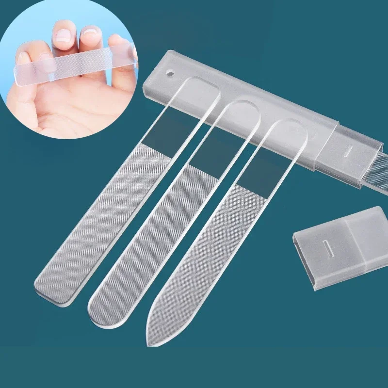 Transparente Nagelfeile, Nano-Glas-Nagelfeilen, professionelle Schleif- und Polierfeilen, Schleifgeräte, Maniküre-Kunstwerkzeuge, mit Box Image