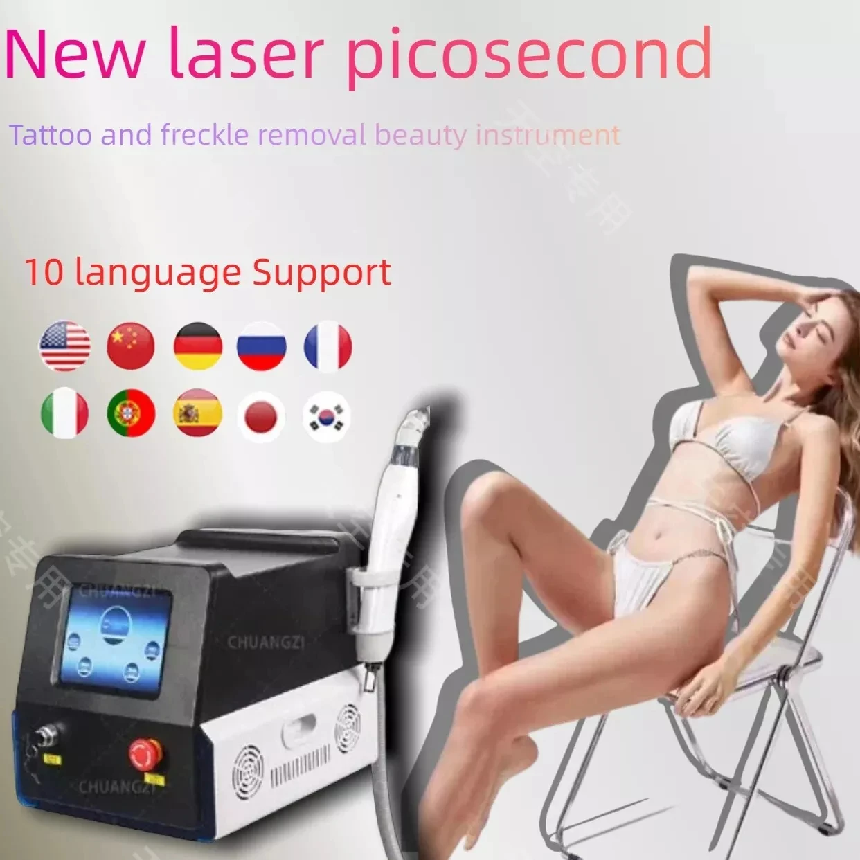 Q-Switched Pikosekunden-Laser-Tattoo-Entfernungsmaschine 1064 nm 755 nm 532 Nm 1320 nm Pikosekunden-Pigmentierungsentfernungs-Fraktionsmaschine Image