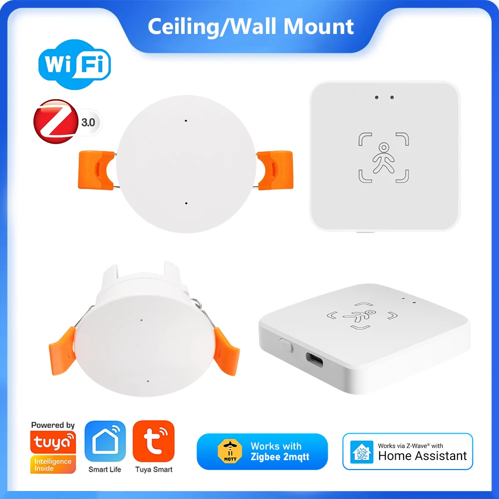 Tuya WiFi Zigbee Menschliche Anwesenheit Sensor MmWave Radar Detektor Mit Helligkeit Sensor Für Smart Home Ersetzen PIR Sensor Image