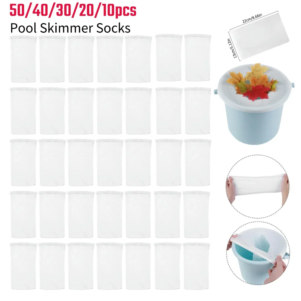 50/10 Pack Pool Skimmer Socken Körbe Filter Net Saver für Schwimmbad Teich Schwimmbad Reinigungs werkzeug Zubehör Image