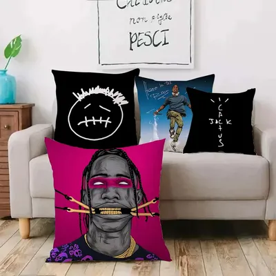 Luxus Travis Scott Cactus Jack Kissenbezüge Cartoon Sofa Dekorativ Zuhause Doppelseitiger Druck Image
