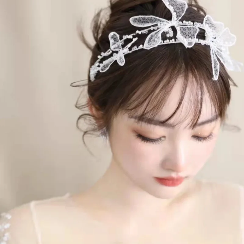 Trend iger Stil Bowknot Haarband Perle Stirnband für Frauen Party Abschluss ball Braut Hochzeit Haarschmuck Schmuck Band Stirnband Tiara Image