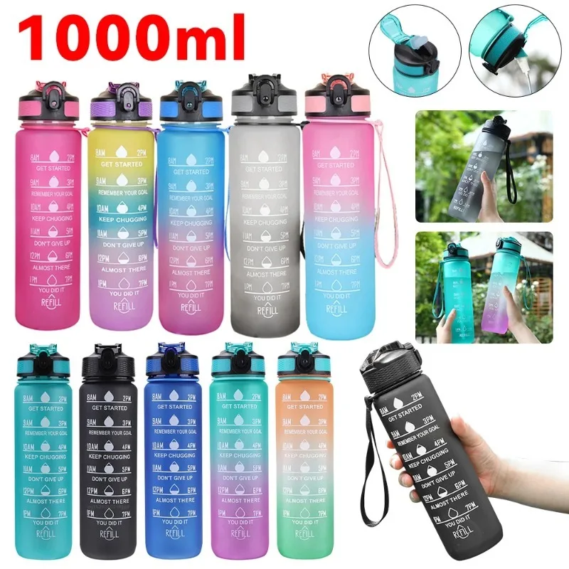 1L Wasserflasche Tragbare Sportwasserflasche Hübsche Trinkflasche Auslaufsichere Gym-Wasserflasche für Outdoor-Reisen Fitness Radfahren Image