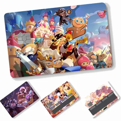 Game Cookie Run Kingdom Aufkleber, 4 Stück, PVC-Kreditkarten-Haut-Aufkleber, abnehmbare, Image