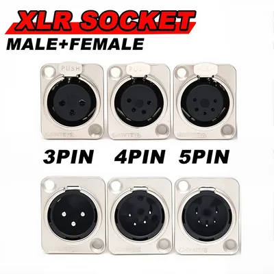 5/20/100PCS XLR 3/4/5pin Male Female Panel Audio Microphone Jack Plug Connector Copper Contact XLR