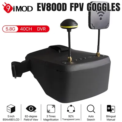 9IMOD 5.8G 40CH FPV LS-800D Goggles 5inch HD LCD 16:9 Display Ratio with DVR Headset Dual Antenna