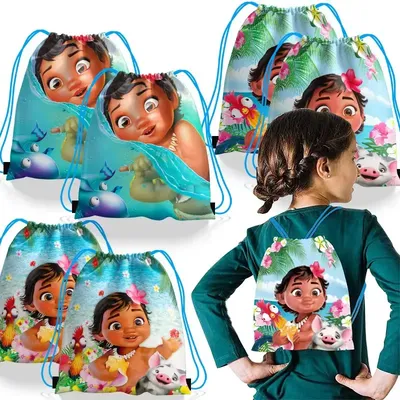 6/36Pcs Moana Baby Theme Mochila Non-woven Fabrics Drawstring Birthday Party Kids Girls Favors Gifts