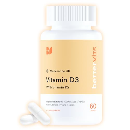 Bettervits Vitamin D3 & K2 | High Strength 4,000IU | with K2 Vitamin | Supports Immunity | Bones | Energy | Vegan Friendly