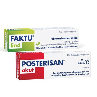 Posterisan akut 50 mg/g Rektalsalbe + Faktu lind Hämorrhoidensalbe 2x25 g Salbe Image