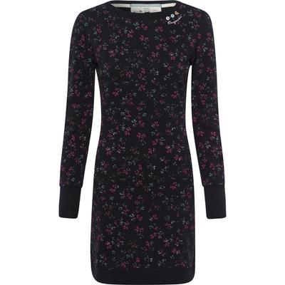 Sweatkleid RAGWEAR "MENITA O", Damen, Gr. XXL (44), N-Gr, schwarz (schwarz 1010), Sweatware, Obermaterial: 100% Baumwolle, kontrastfarbene Details, bedruckt, gemustert, mehrfarbig, geblümt, casual, figurbetont, Rundhals, Langarm Rippbündchen,... Image