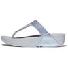 Dianette FITFLOP "LULU CRYSTAL EMBELLISHED TOE-POST SANDALS - HOTFIX", Damen, Gr. 36, blau (hellblau), Textil, Glitzer, modisch, Schuhe, Keilabsatz, Sommerschuh, Zehentrenner mit weichem Zehensteg