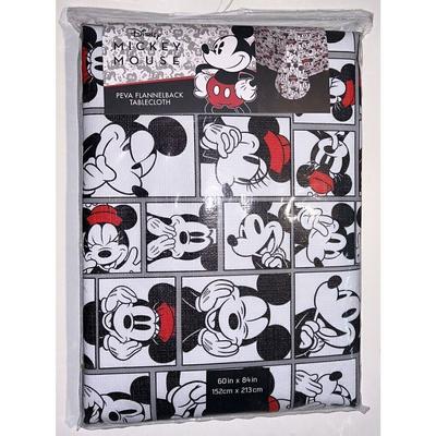 Disney Kitchen | Disney Mickey Mouse Peva Flannel Back Indoor Outdoor Tablecloth 60"X84" | Color: Black/White | Size: 60 X 80