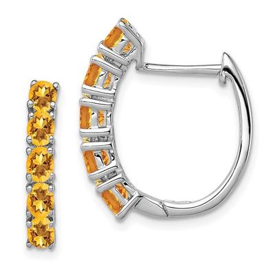 Curata 925 Sterling Silver Polished Citrine Hinged Hoop Earrings - 20x4mm
