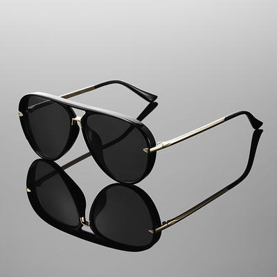 TEMU 1pc Women Double Stylish Glasses Multicolor Gradient Lenses Popular Metal Temples Oversize Frame Luxury Men Glasses Image