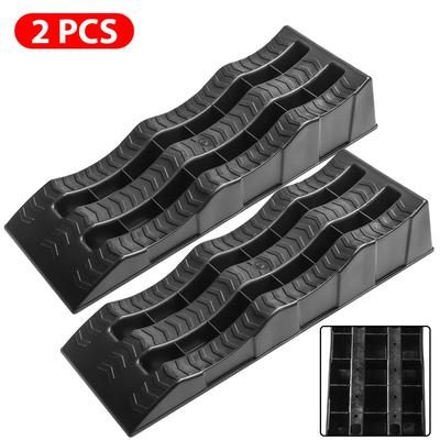 TEMU 2pcs/set Rv Leveling Ramps 3-stage Trailer Camper Wheel Axle Sleeves - Designed To Stabilize On Uneven Ground And Level The Camper, Leveling, For Motorhomes, Trailers, Suvs, Cars Image