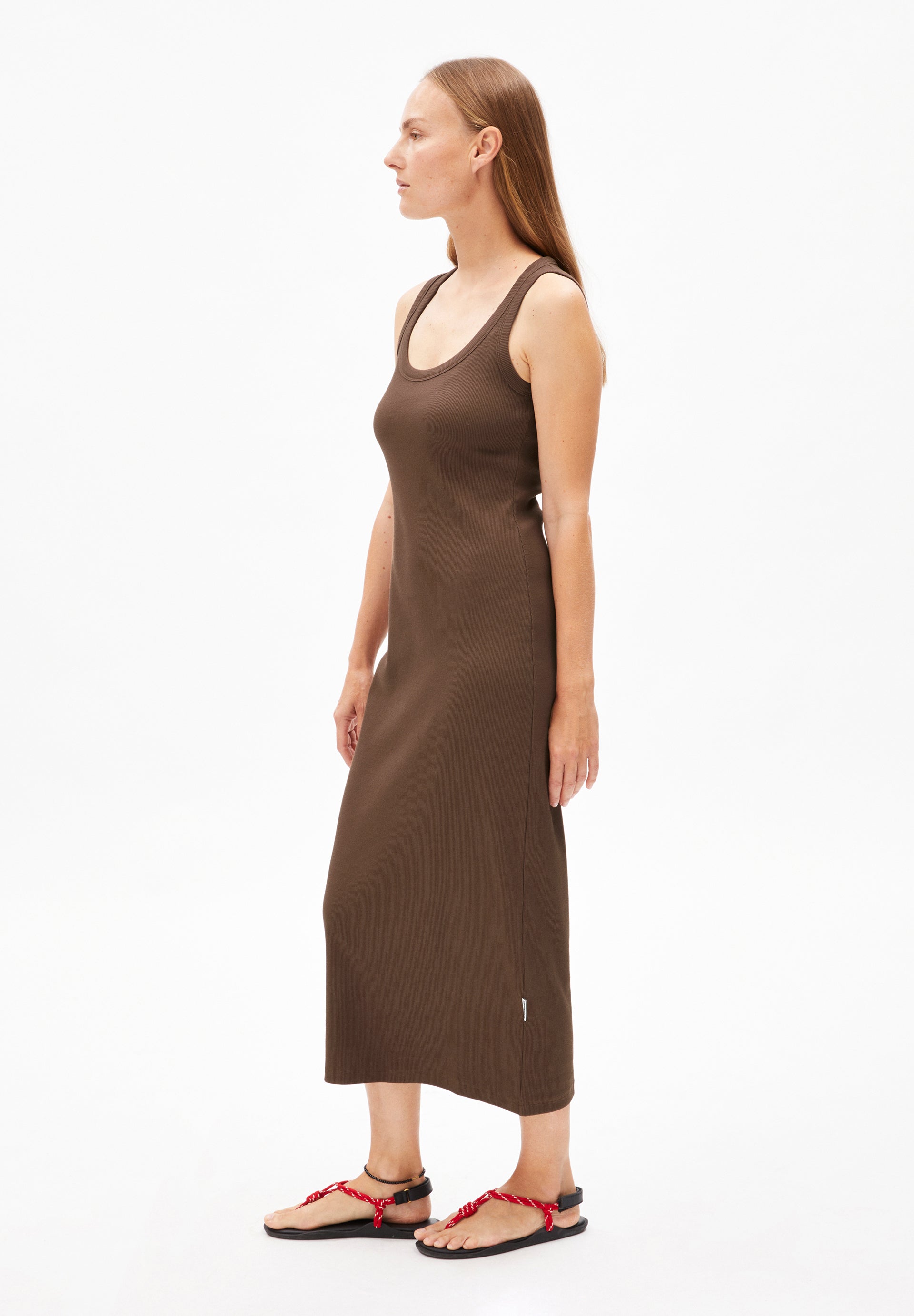 GOLDAA | Ripp-Jerseykleid aus Bio-Baumwoll Mix - braun (M) Image