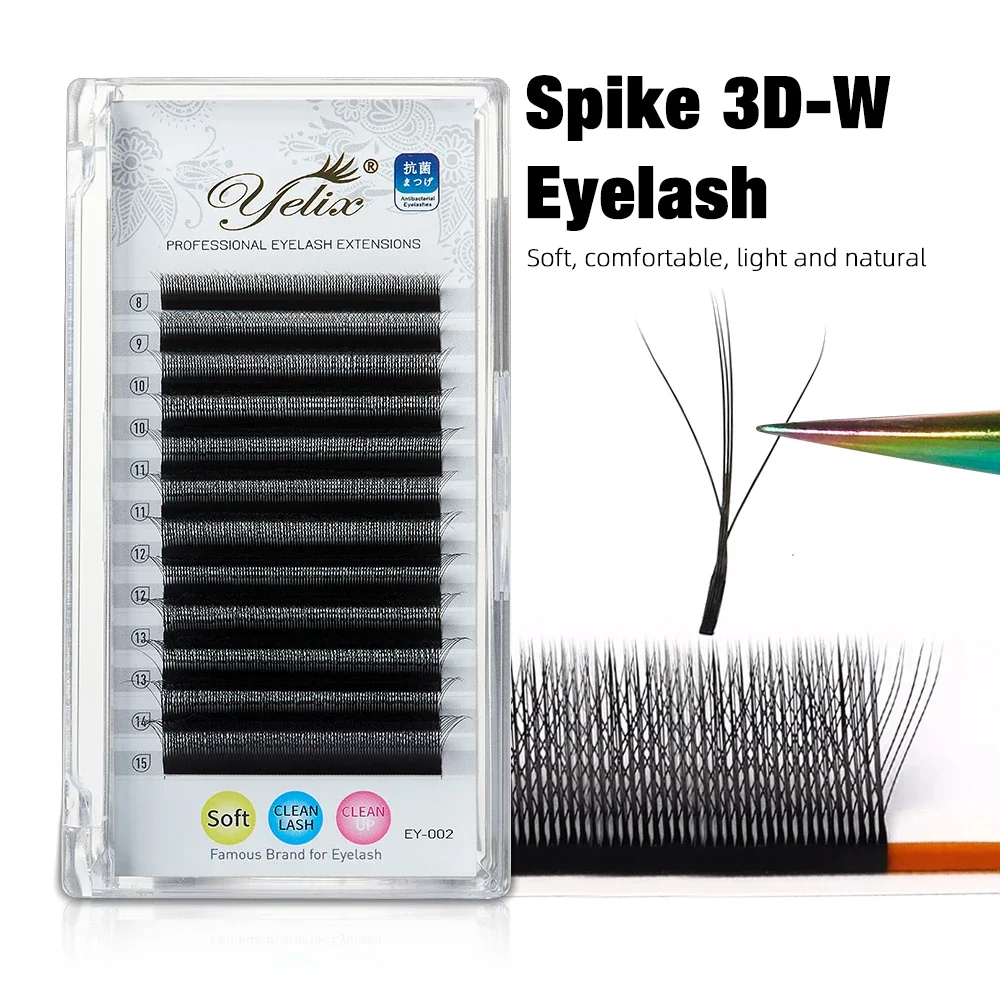 Yelix YY Wimpernverlängerung Schwarz Lila Spike 3D-W Wimpernverlängerung Zubehör Flauschige Volumenfächer Einzelwimpern Image