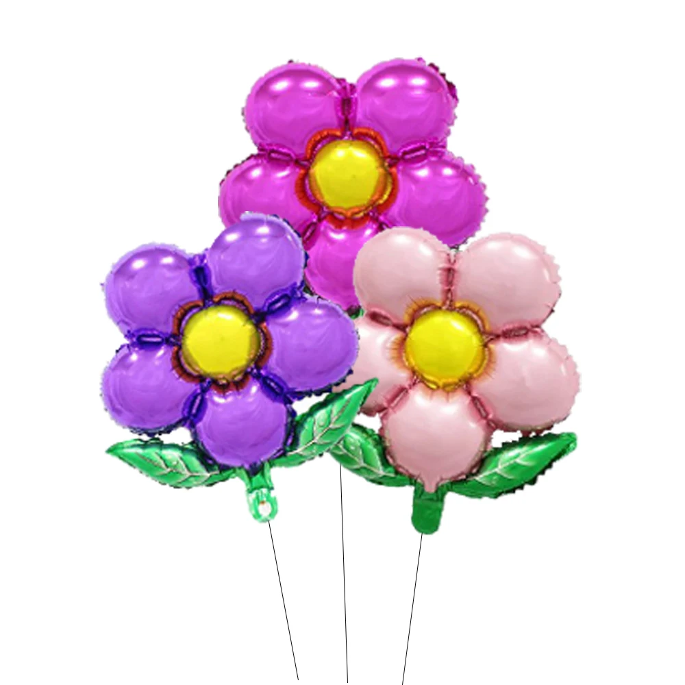 3 Stück Blumenballons Rosa Rose Rot Lila Blumenballon Geburtstagsfeier Hochzeitsdekorationen Image