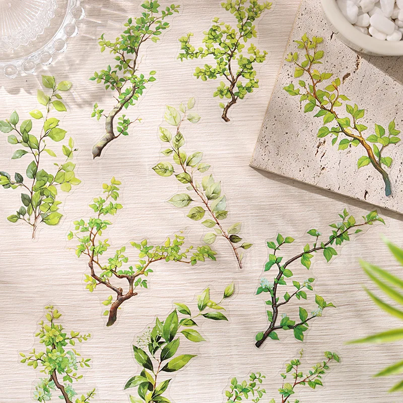 20 Stück INS Pflanze Blumen Blätter Aufkleber Pack selbstklebende Diy Stick Etiketten Tagebuch Scrapbooking Material Image