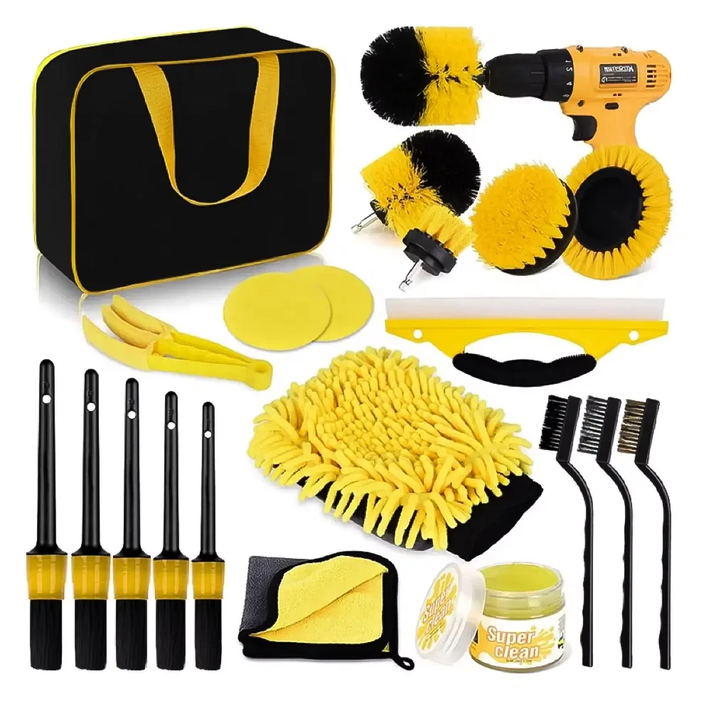 KUNAISI Auto Reinigung Kit Detaillierung Pinsel Set Auto Polnischen Pads Auto Reinigung Pinsel Für Auto Lüftungsschlitze Felge Schmutz Staub Sauber Werkzeuge Image