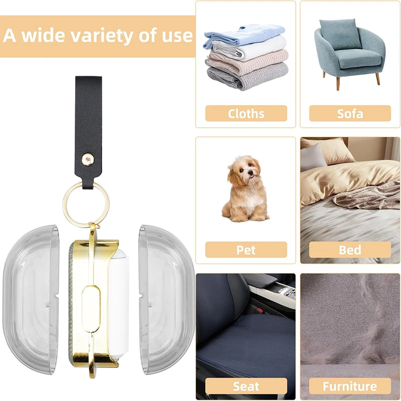 2-in-1 Haustier Hund Katze Haar Aufkleber Roller mit Deckel Kleidung Haarentfernung Roller Pinsel doppelseitige tragbare Staub Roller Image