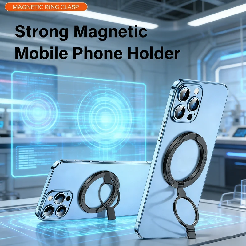 Magnetischer Handy-Ringhalter für MagSafe, Ständer, Super-Magnet-Griff, Fingerring, faltbare Unterstützung für iPhone 14 15 16 Xiaomi Image