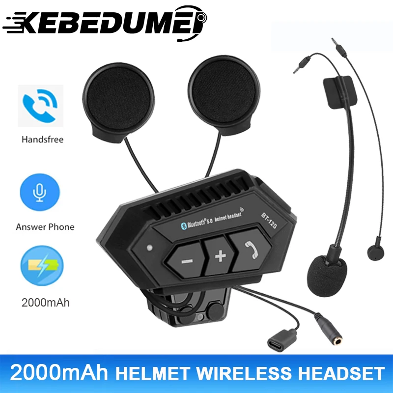 Motorrad Helm Headset BT-12S Moto Fahrrad Kopfhörer Wasserdichte Freisprecheinrichtung Stereo Anti-störungen Drahtlose Kopfhörer Image
