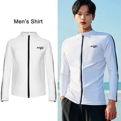 Men's Women's Long Sleeve Zip-up Rashguard Shirts, Sun UV Protective Swim Tops